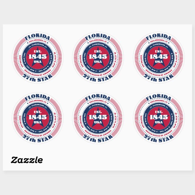 Rond Sticker de design Patriotic Florida Circle (Feuille)