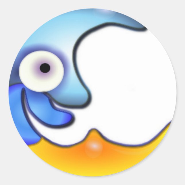 Rond Sticker de dessin animé de la Lune folle (Devant)