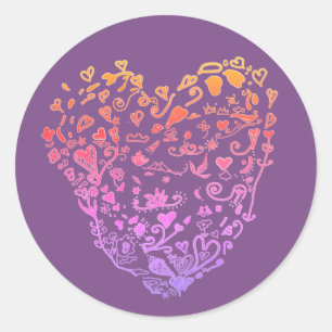 Rond Sticker de dessin Coeur