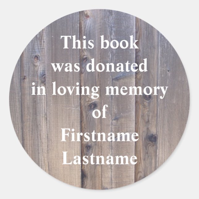 Rond Sticker de don de livre Bois (Devant)