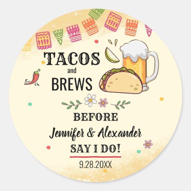 Rond Sticker de douche Tacos and Brews Couples (Devant)