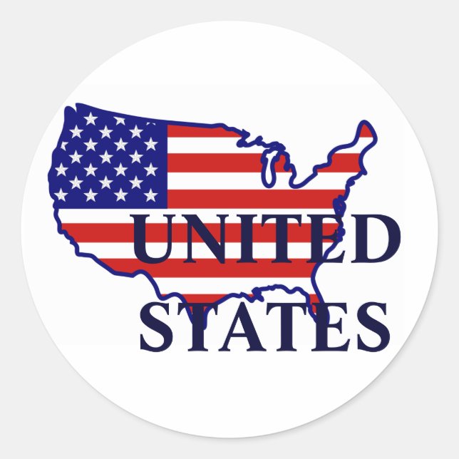 Rond Sticker de drapeau de la carte des États-Unis (Devant)