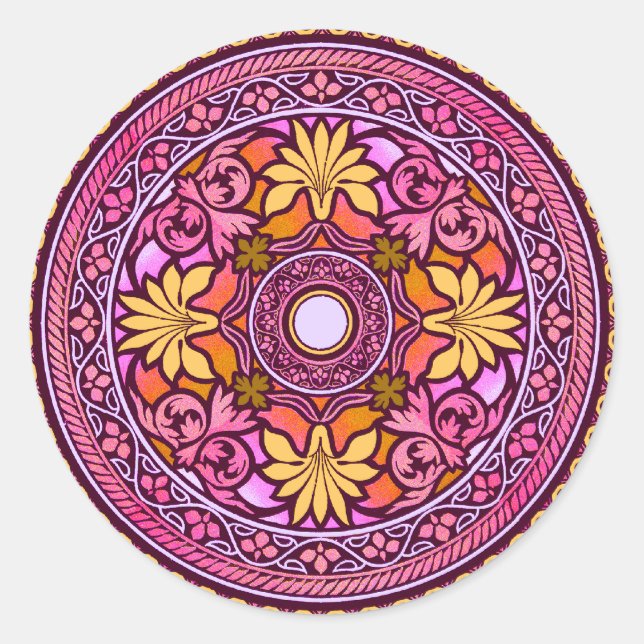 Rond Sticker de Faire-part de mariage indien Gold & Pin (Devant)