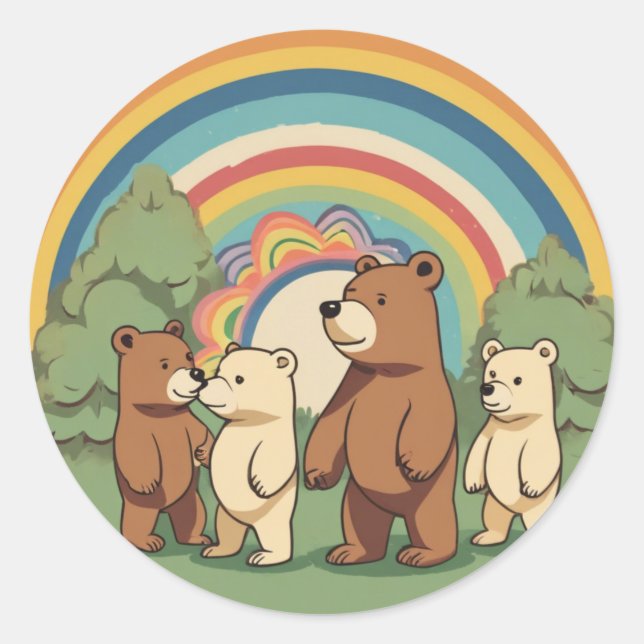 Rond Sticker de famille d'ours mignon (Devant)