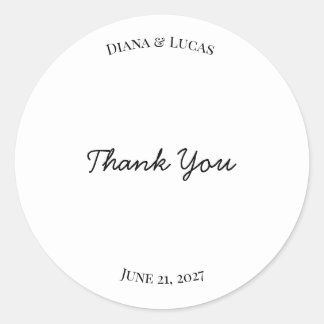 Rond Sticker De Faveur De Mariage Classique Chic