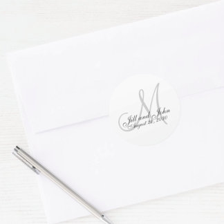 Rond Sticker de faveur de mariage monogramme