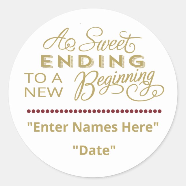 Rond STICKER DE FAVEUR DE MARIAGE | Sweet Terminer le n (Devant)