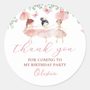 Rond Sticker de fête d'anniversaire de Ballerina