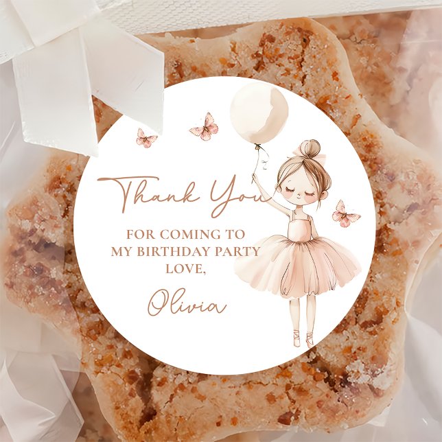 Rond Sticker de fête d'anniversaire de Ballerina (Créateur téléchargé)