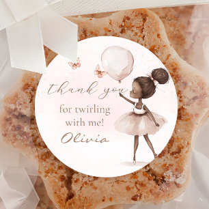 Rond Sticker de fête d'anniversaire de Black Girl Balle