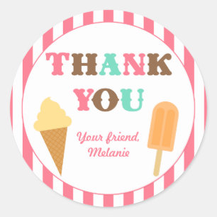 Rond Sticker de fête d'anniversaire de crème glacée