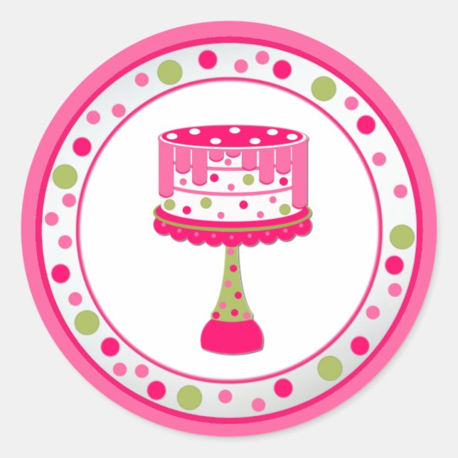 Rond Sticker de fête d'anniversaire de gâteau Whimsical (Devant)