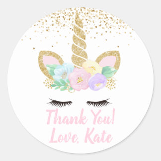 Rond Sticker de fête d'anniversaire de la licorne
