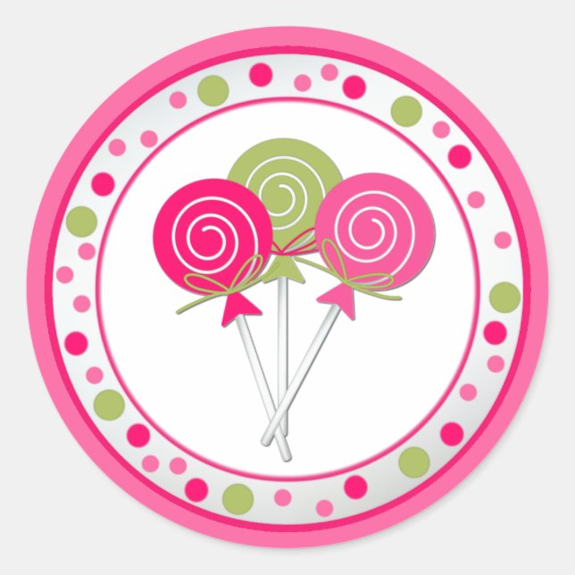 Rond Sticker de fête d'anniversaire Lollypops (Devant)