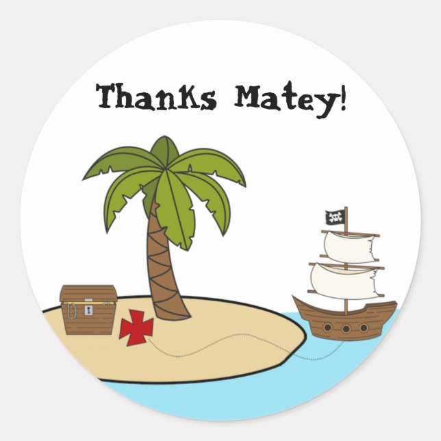 Rond Sticker de fête d'anniversaire Pirate (Devant)