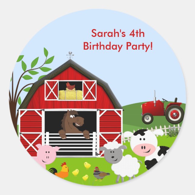 Rond Sticker de fête d'anniversaire pour animaux de fer (Devant)