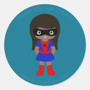 Rond Sticker de fête d'anniversaire pour filles superhe