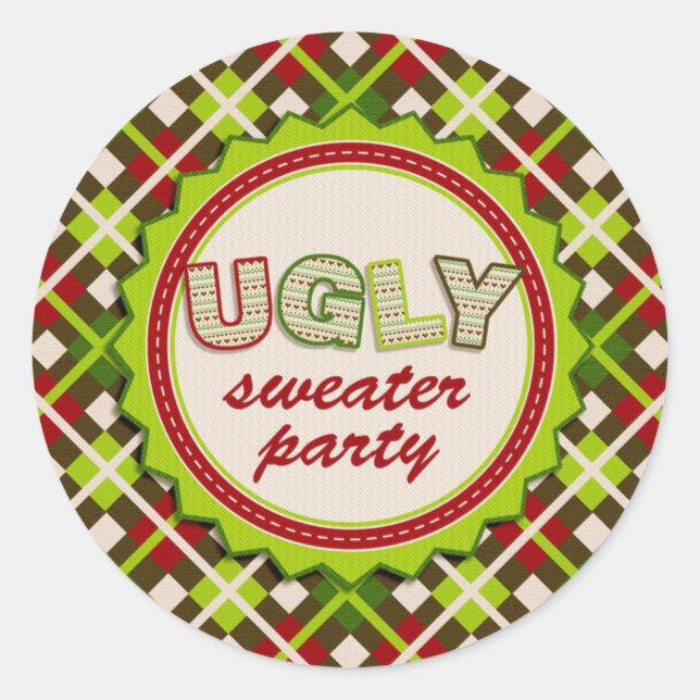 Rond Sticker de fête de Noël moche (Devant)