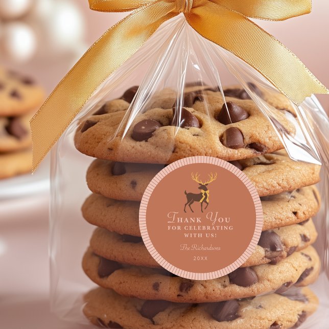 Rond Sticker de fête de Noël personnalisé (Shown at Small, 1 - 1/2" size)