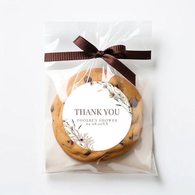 Rond Sticker de Fête des mariées Fleur sauvage aquarell (Créateur téléchargé)