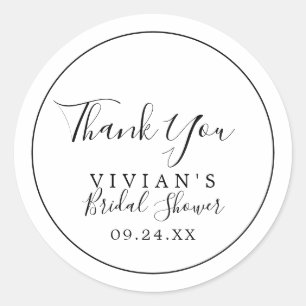 Rond Sticker de Fête des mariées minimaliste de Merci