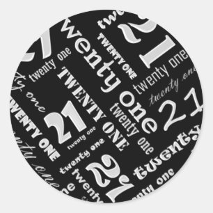 Rond Sticker de fête du 21e anniversaire