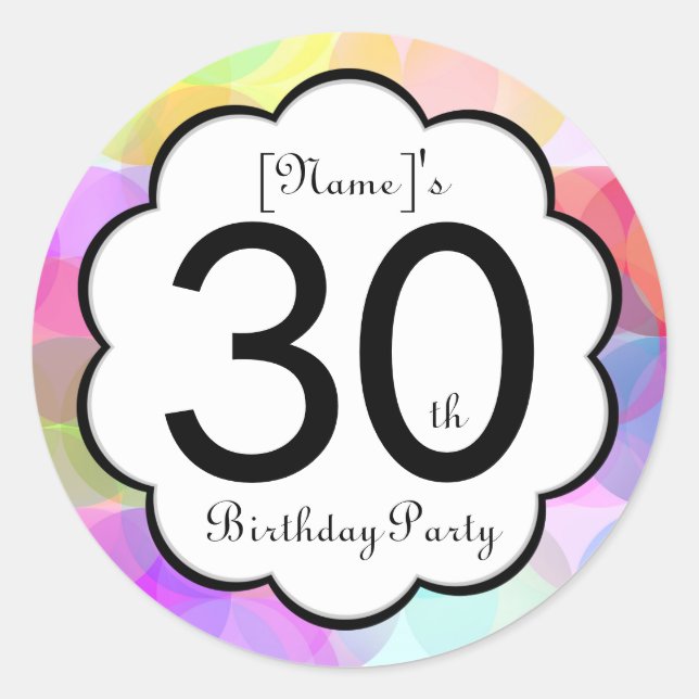 Rond Sticker de fête du 30e anniversaire (Devant)