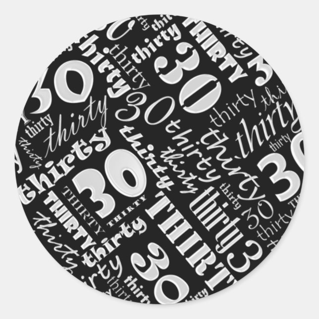 Rond Sticker de fête du 30e anniversaire (Devant)