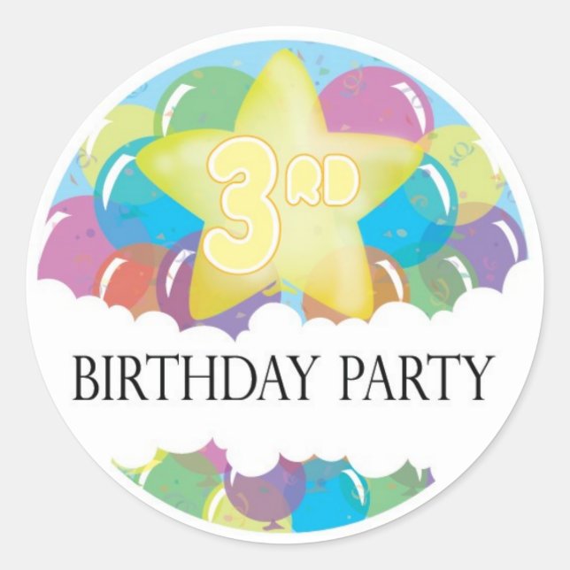 Rond Sticker de fête du 3e anniversaire (Devant)