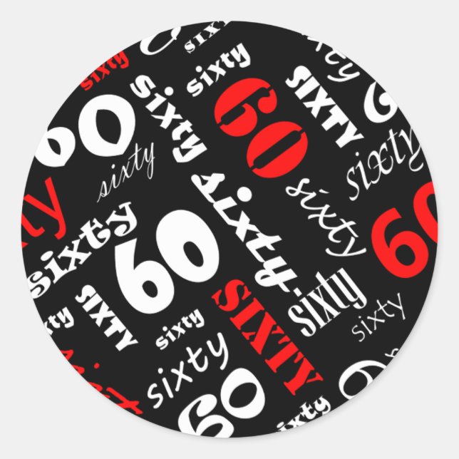 Rond Sticker de fête du 60e anniversaire (Devant)