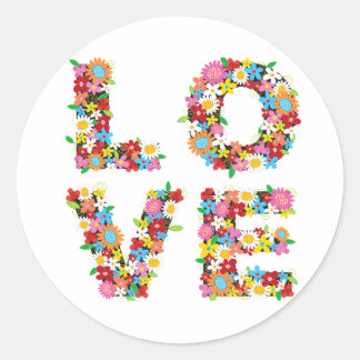 Rond Sticker de fleurs de printemps d'amour