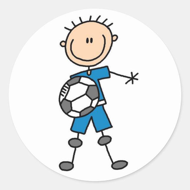 Rond Sticker de football pour garçons bleus (Devant)