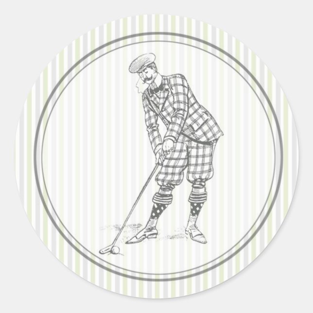 Rond Sticker de golf vintage - Golfeur Gentleman (Devant)