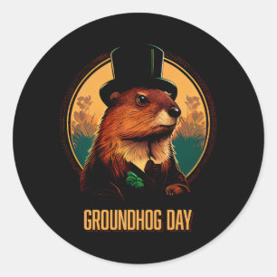 Rond Sticker de jour de marmotte