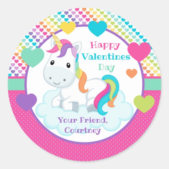 Rond Sticker de jour pour les valentines de la classe U (Devant)