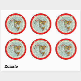 Rond Sticker de la carte de projection de la Terre plat