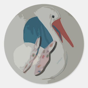 Rond Sticker de la cigogne dimensionnelle