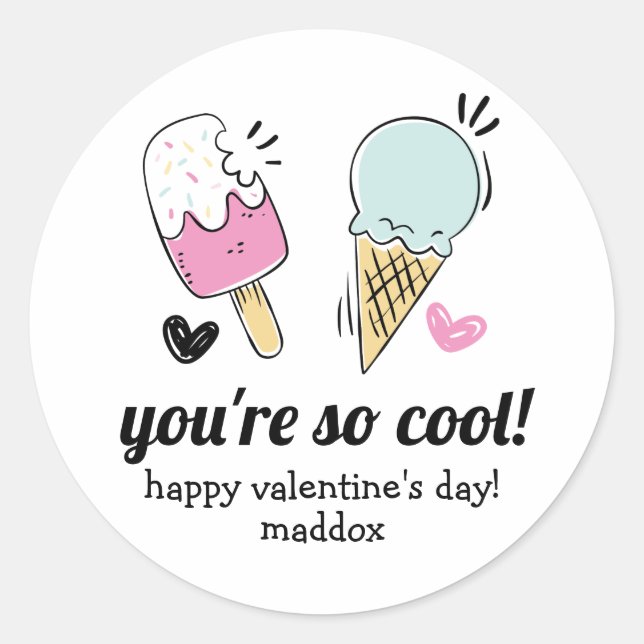 Rond Sticker de la crème glacée Valentine Favoriser (Devant)