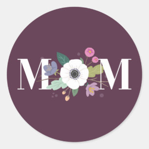 Rond Sticker de la Fête des Mères Floral - Plum