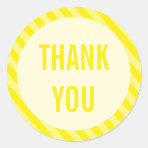 Rond Sticker de la fête des rayures jaunes