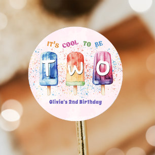 Rond Sticker de la fête du 2e anniversaire de deux Cool