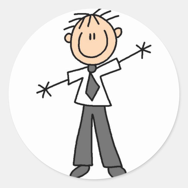 Rond Sticker de la figure de bâton papa (Devant)