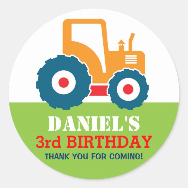 Rond Sticker de la partie Anniversaire de enfant de car (Devant)