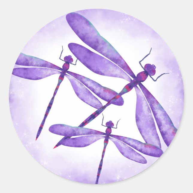 Rond Sticker de la partie des libellules violettes (Devant)