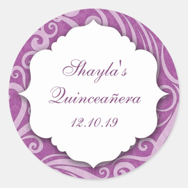 Rond Sticker de la partie pourpre Damask Favoriser (Devant)