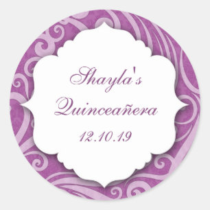 Rond Sticker de la partie pourpre Damask Favoriser