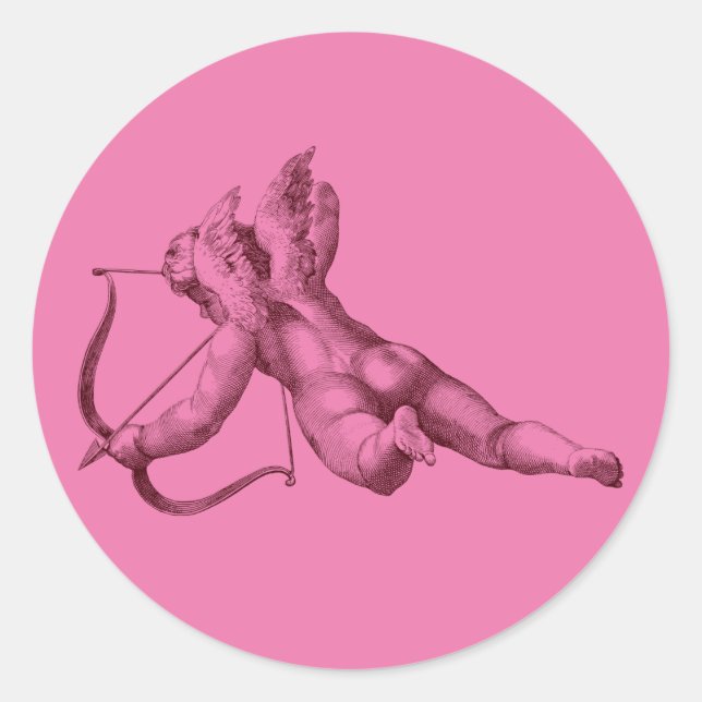Rond Sticker de la Saint Valentin Pink Cupid Angel (Devant)
