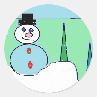 Rond Sticker de la scène de neige