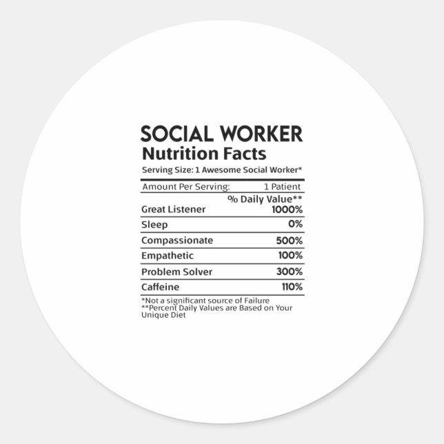 Rond Sticker de la valeur nutritive des travailleurs so (Devant)