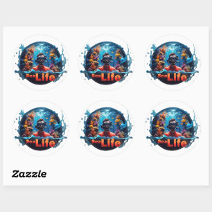 Rond Sticker de la vie marine